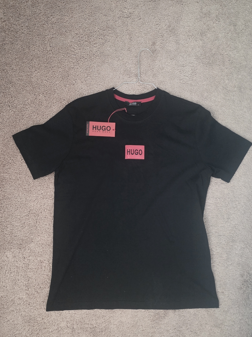 Hugo Boss Men’s Black T-Shirt with Red Logo